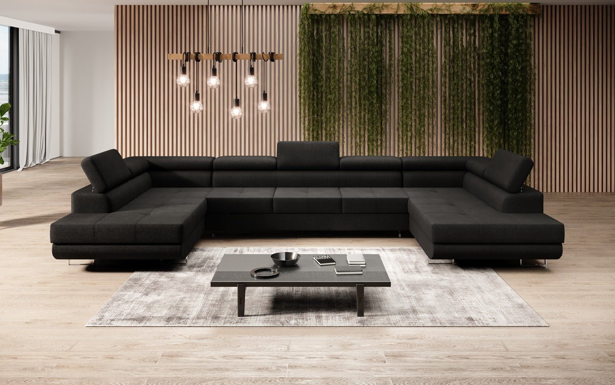Canapé designer Taormina avec fonction couchage et rabattable en bouclé
