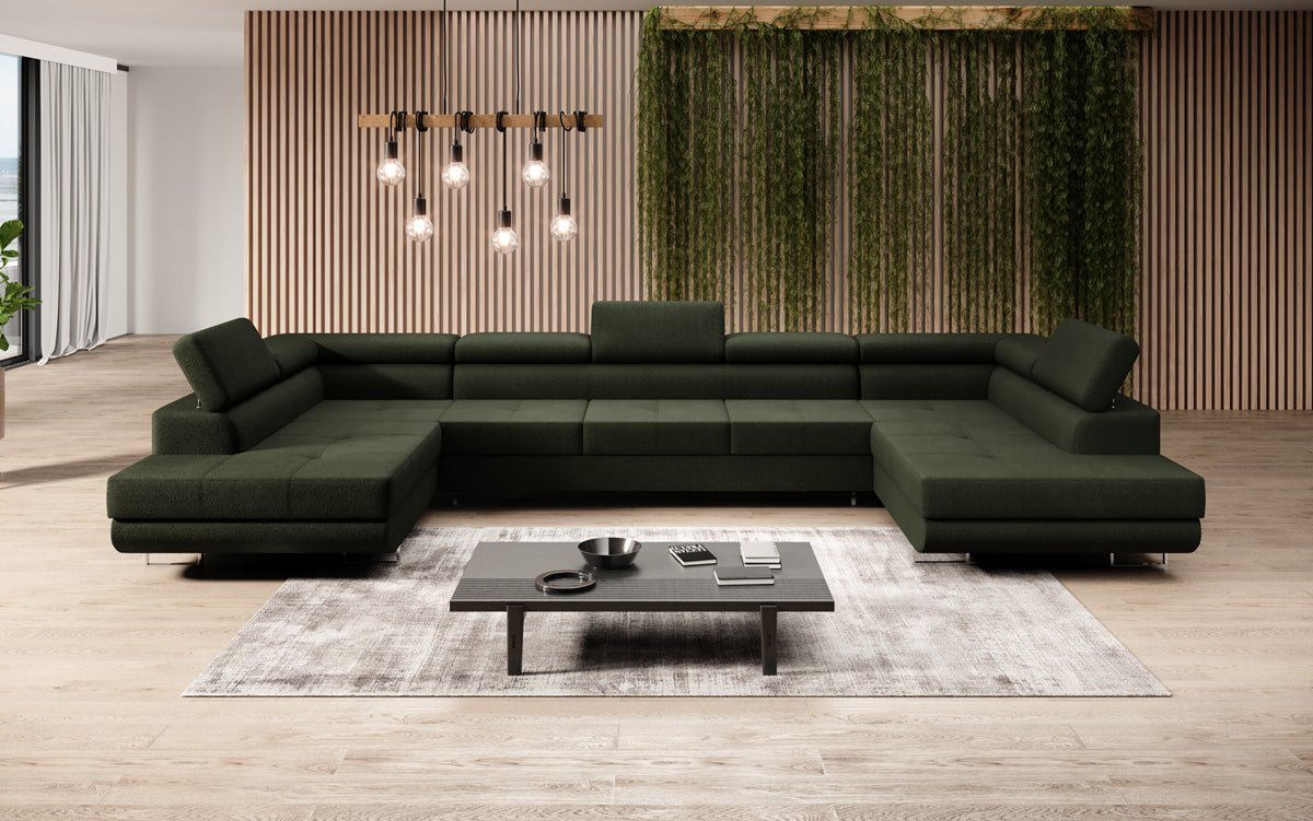Canapé designer Taormina avec fonction couchage et rabattable en bouclé