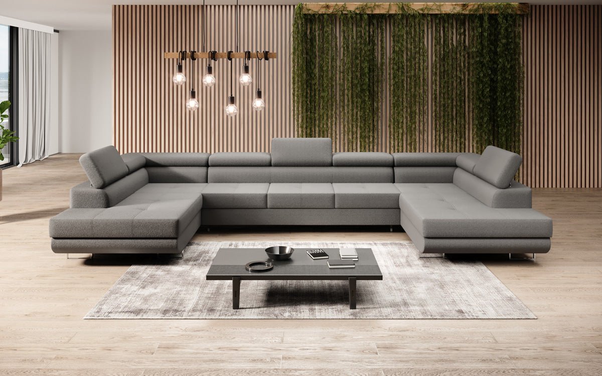 Canapé designer Taormina avec fonction couchage et rabattable en bouclé
