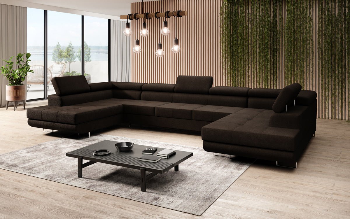 Canapé designer Taormina avec fonction couchage et rabattable en bouclé