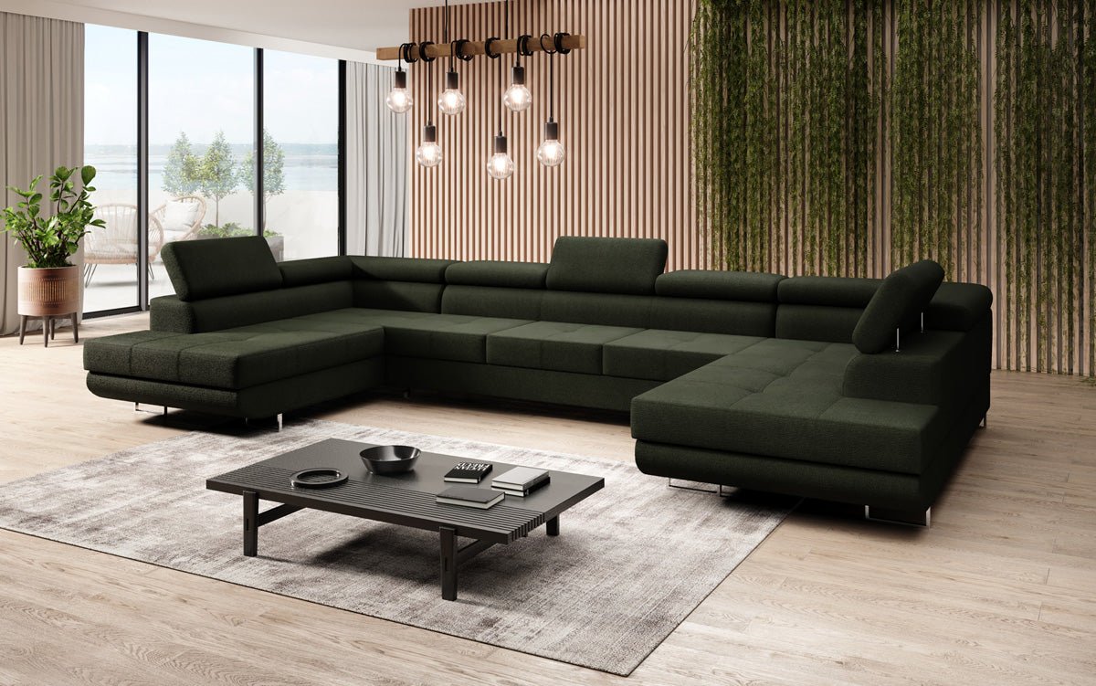 Canapé designer Taormina avec fonction couchage et rabattable en bouclé