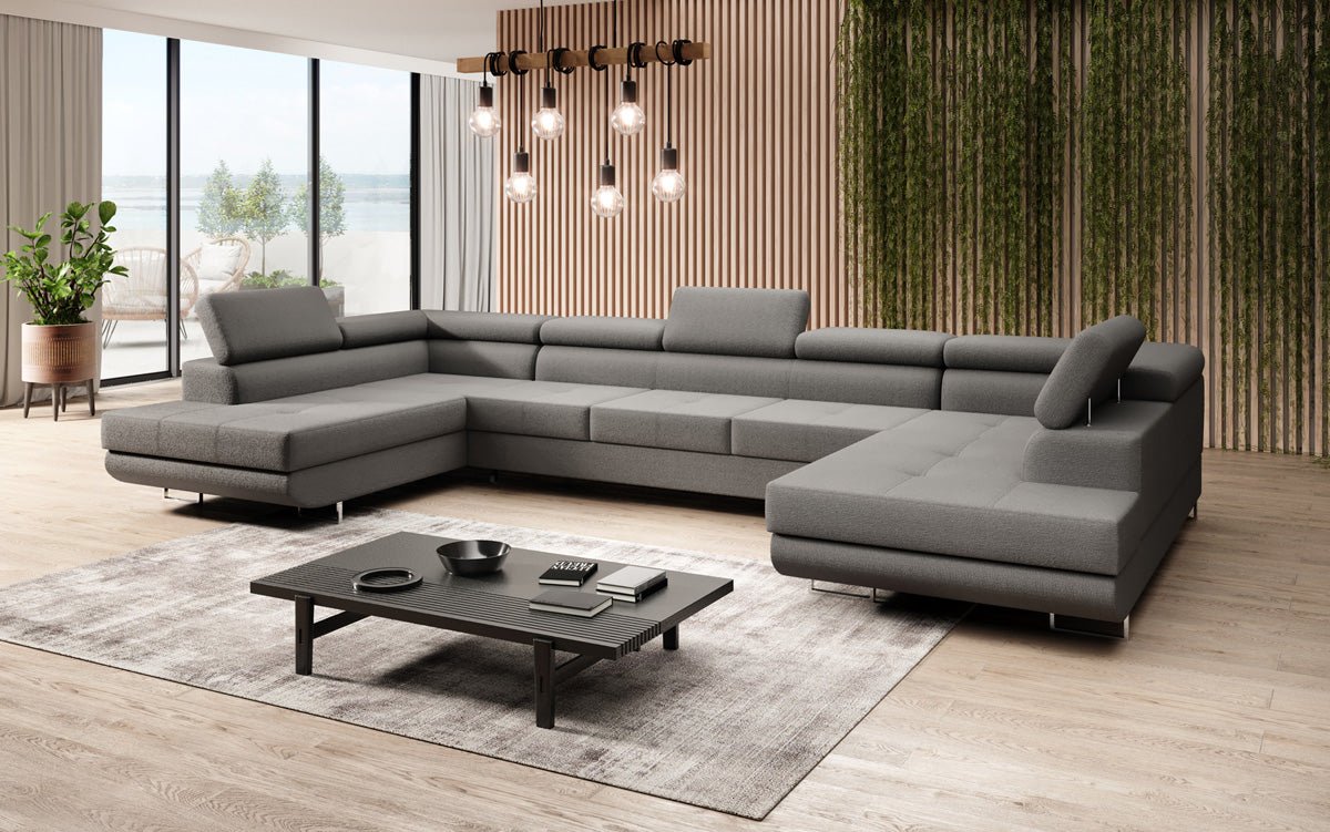 Canapé designer Taormina avec fonction couchage et rabattable en bouclé