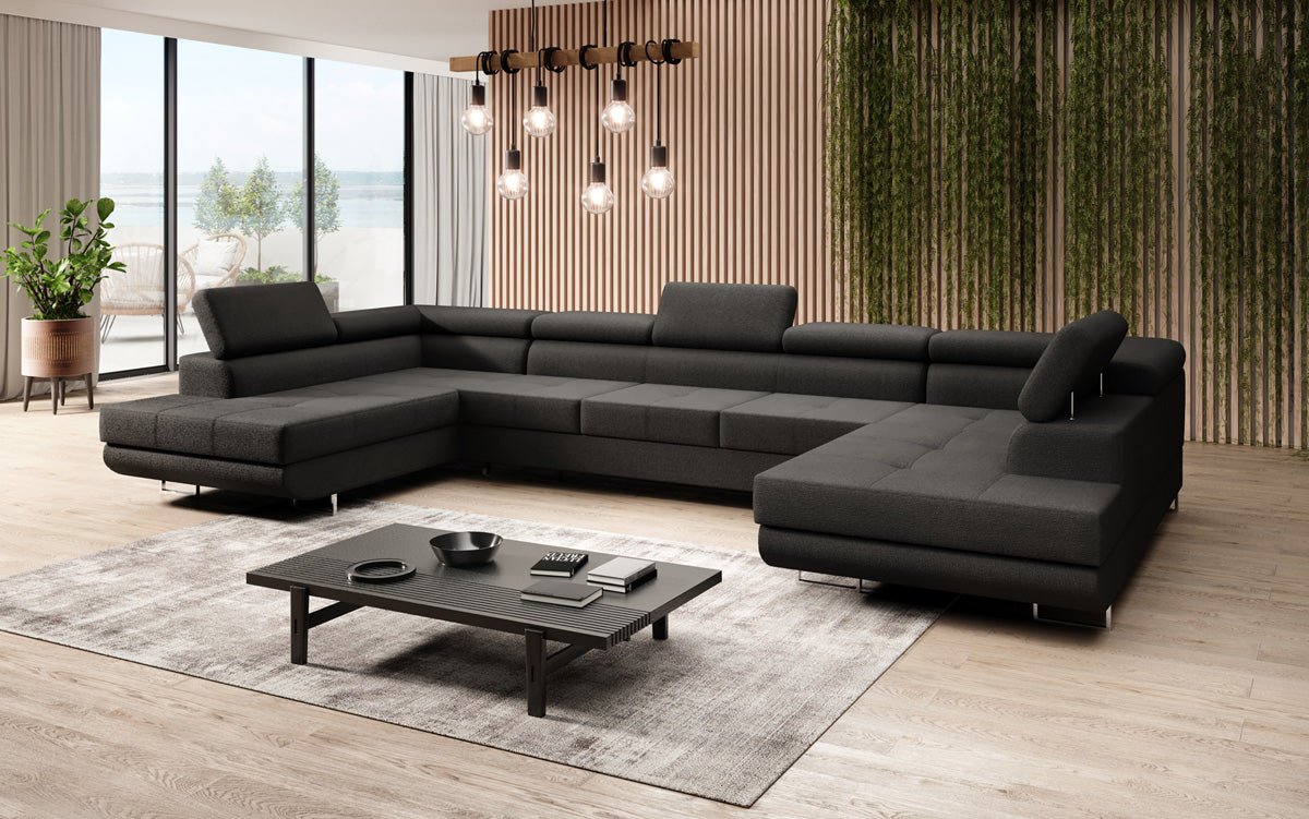 Canapé designer Taormina avec fonction couchage et rabattable en bouclé