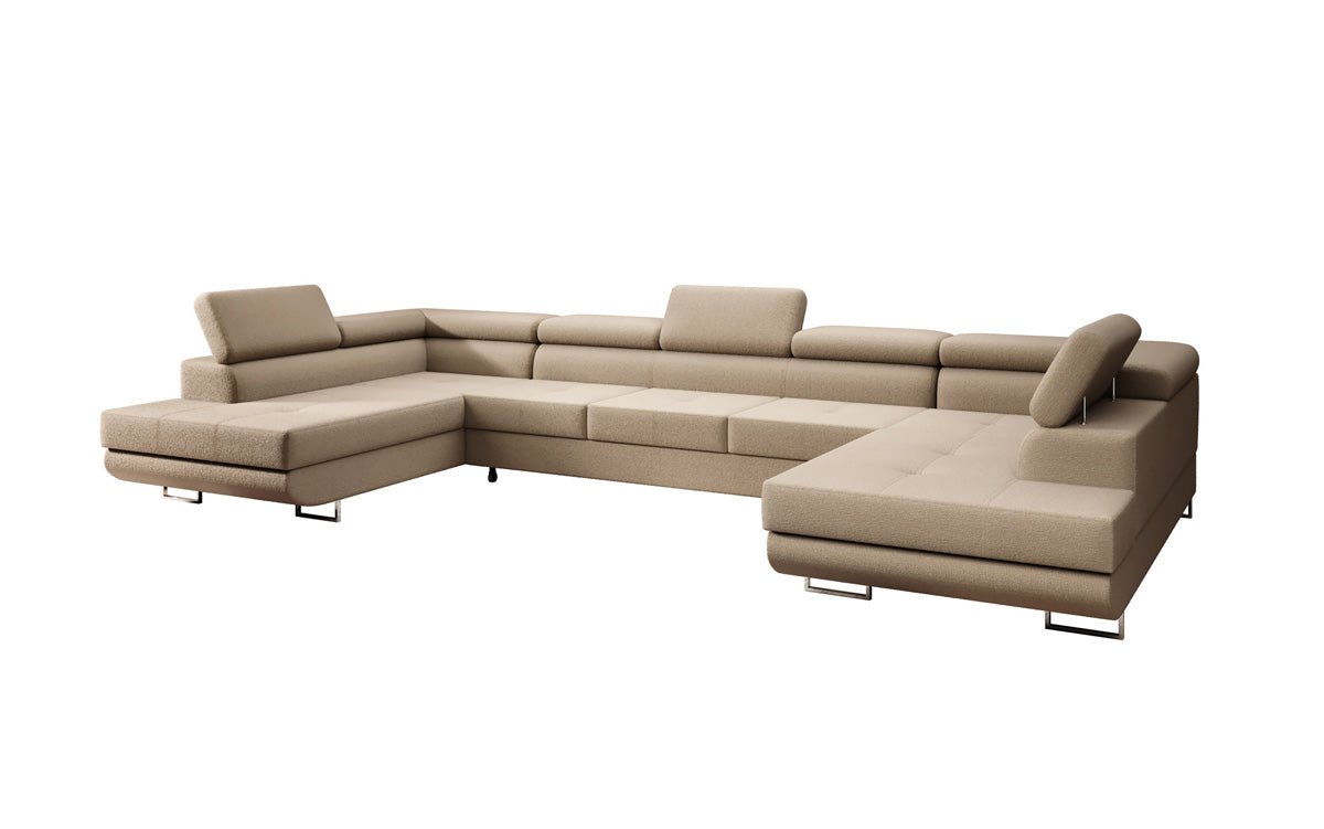 Canapé designer Taormina avec fonction couchage et rabattable en bouclé