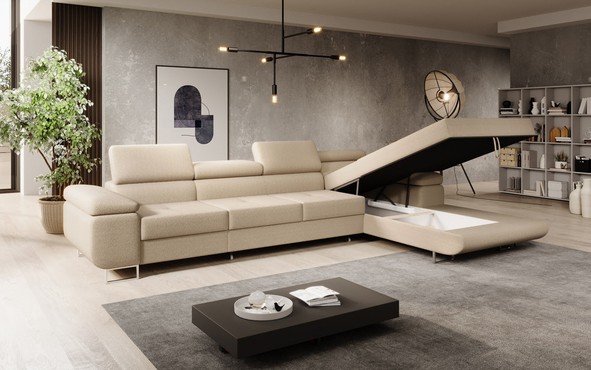 Designer Sofa Calvera Maxi mit Schlaf- und Klappfunktion in Bouclé