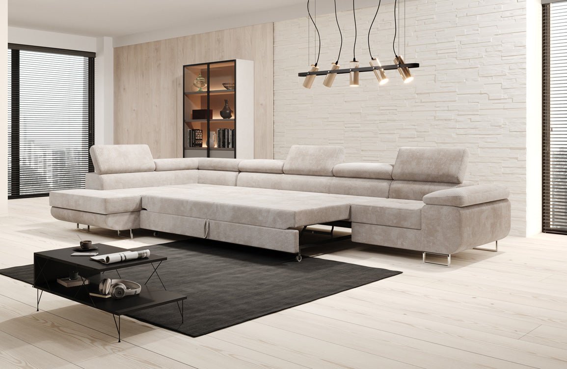Designer Sofa Maxi mit Schlaf - und Klappfunktion in Cord