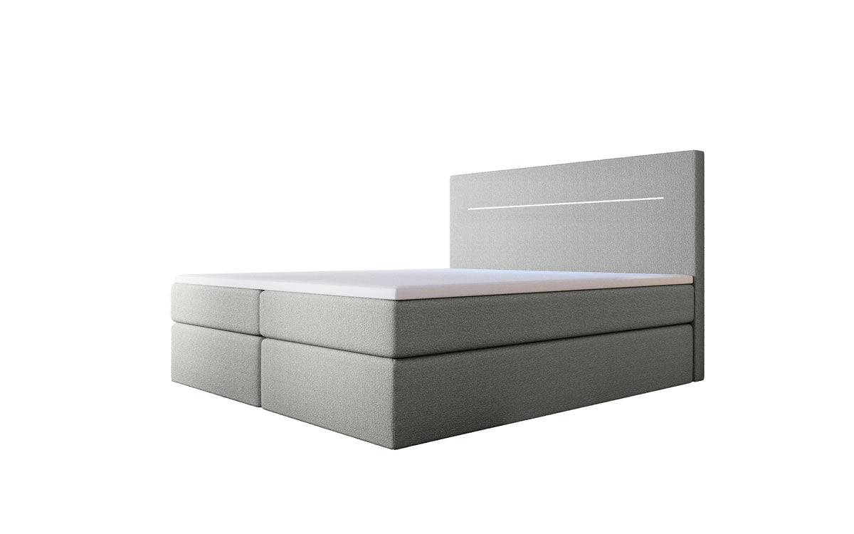 Lit à sommier tapissier Sejour Bouclé avec LED et espace de rangement