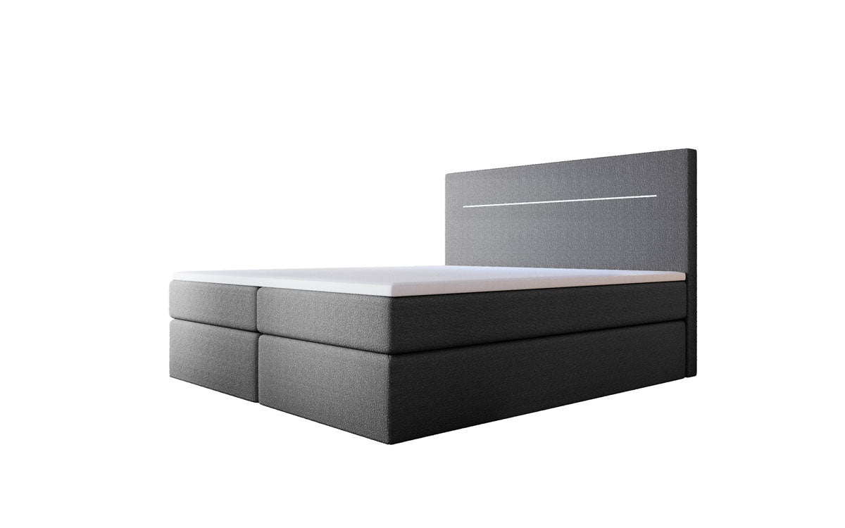 Lit à sommier tapissier Sejour Bouclé avec LED et espace de rangement