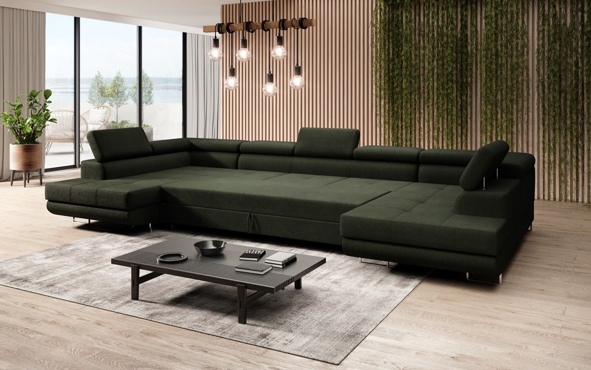 Canapé designer Taormina avec fonction couchage et rabattable en bouclé