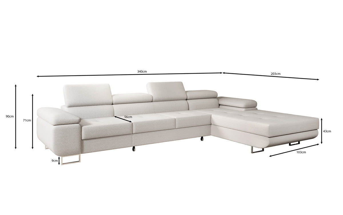 Designer Sofa Calvera Maxi mit Schlaf- und Klappfunktion in Bouclé