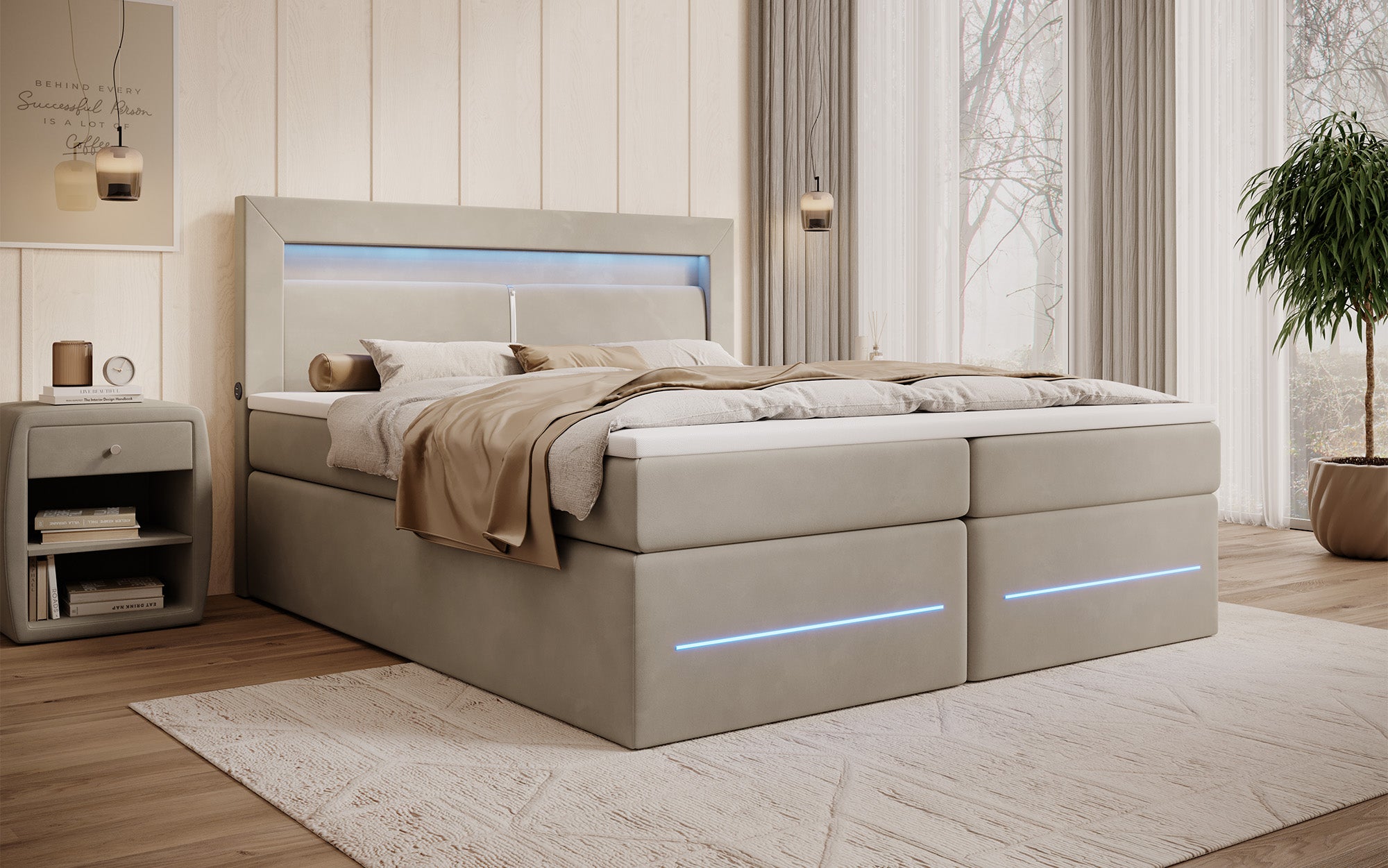 Boxspringbett Minera mit LED, USB und Stauraum