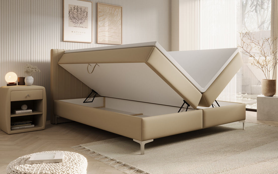 Boxspringbett Leona Kunstleder mit Stauraum