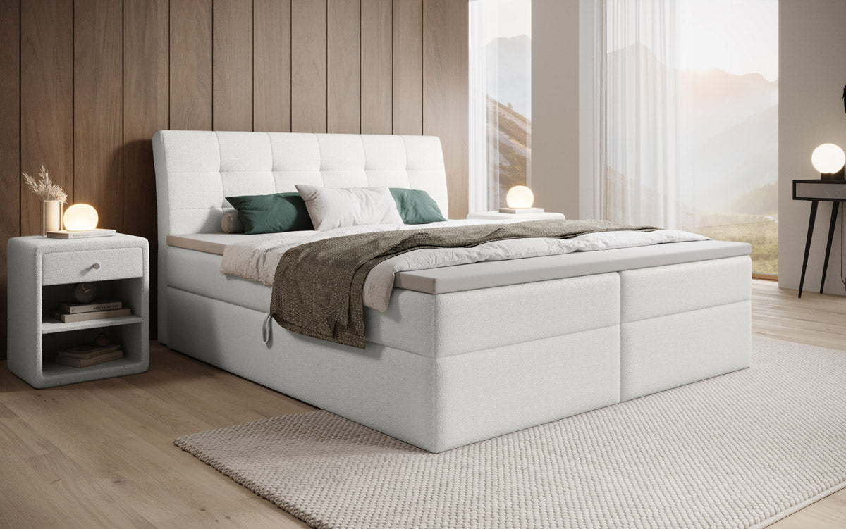 Boxspringbed Amalia Bouclé met opbergruimte