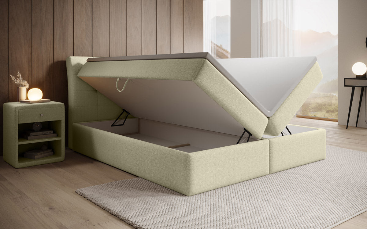 Boxspringbed Amalia Bouclé met opbergruimte