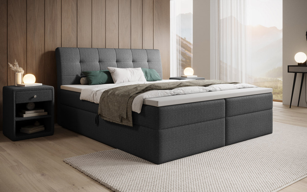 Boxspringbed Amalia Bouclé met opbergruimte