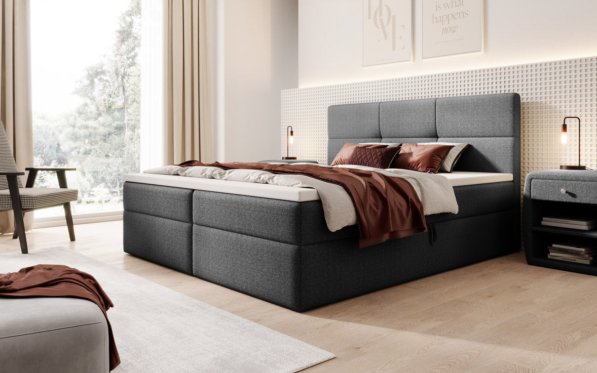 Boxspringbed Eleonora Bouclé met opbergruimte