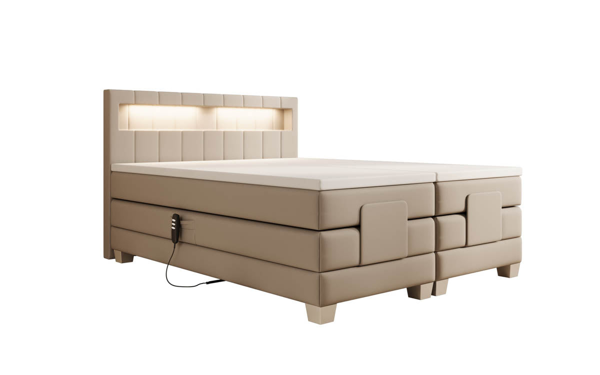 Boxspringbett Ardena Kunstleder elektrisch verstellbar mit LED