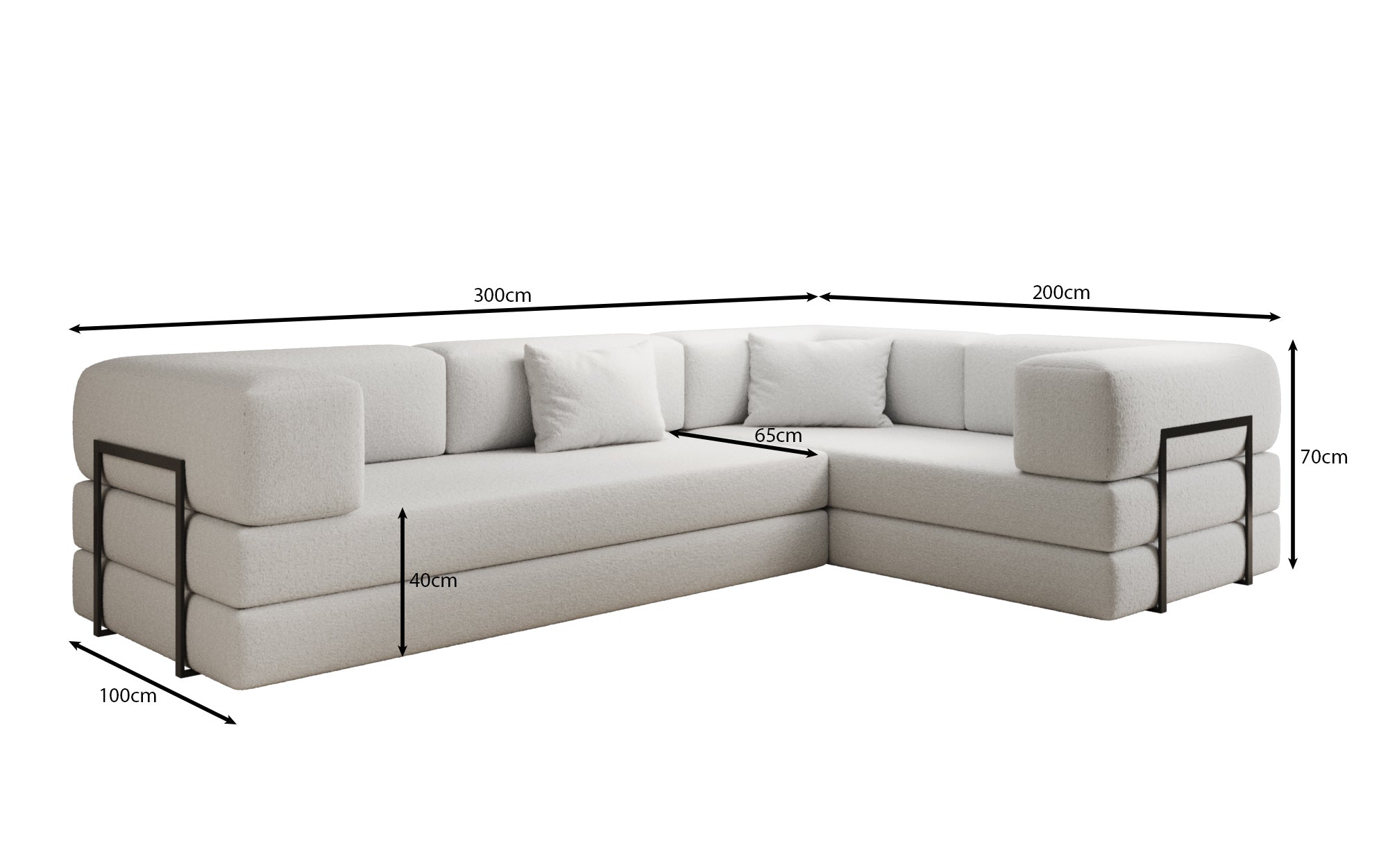 Designer Sofa Lazy L gesloten in Bouclé