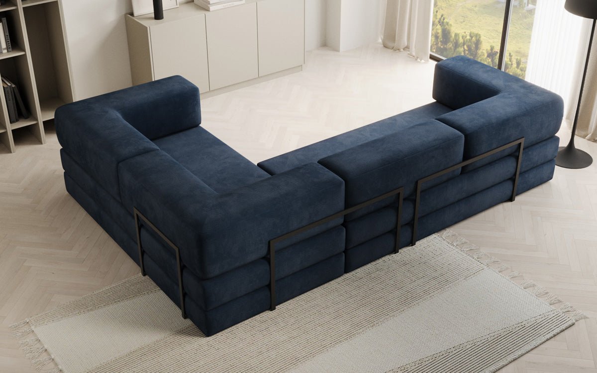 Designer Sofa Lazy L gesloten in Samt