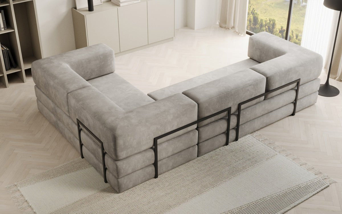 Designer Sofa Lazy L gesloten in Samt