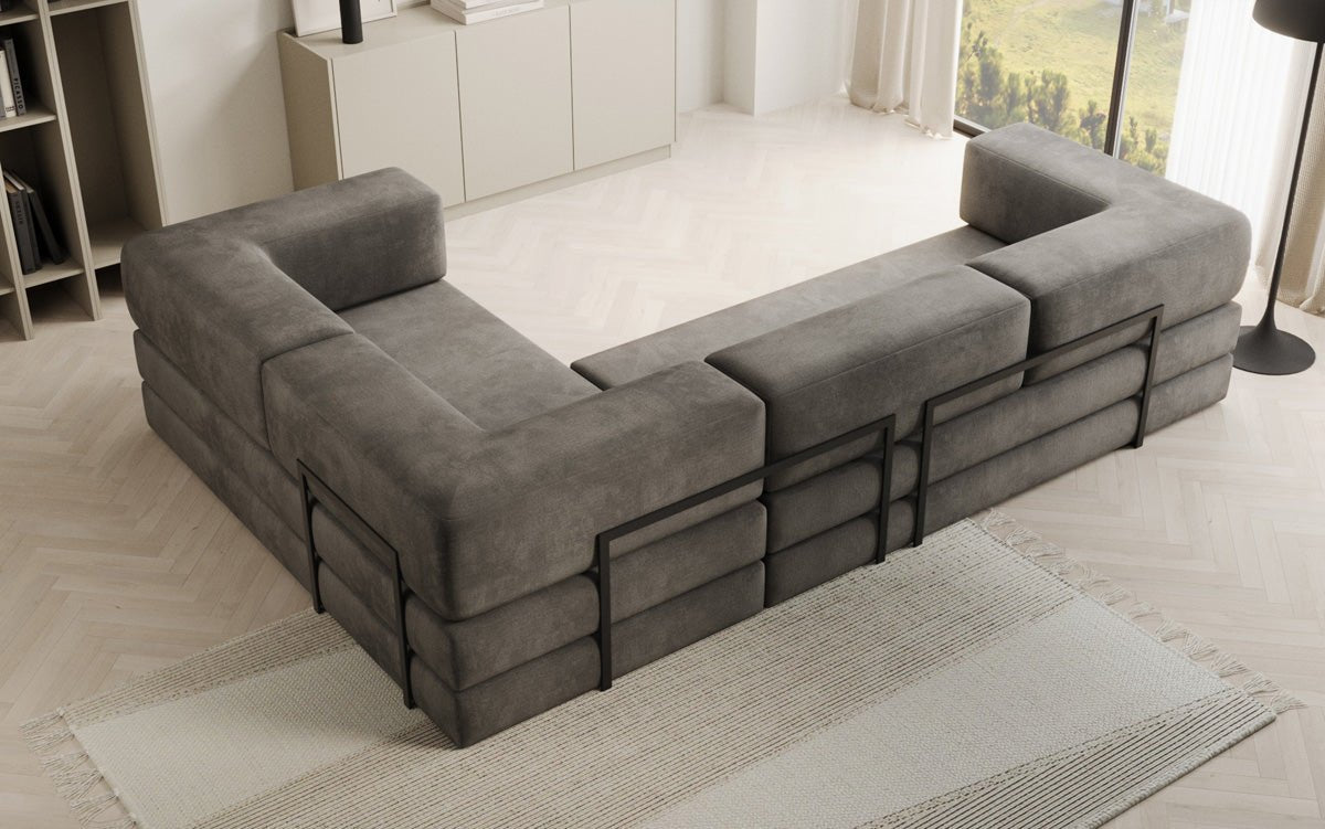 Designer Sofa Lazy L gesloten in Samt