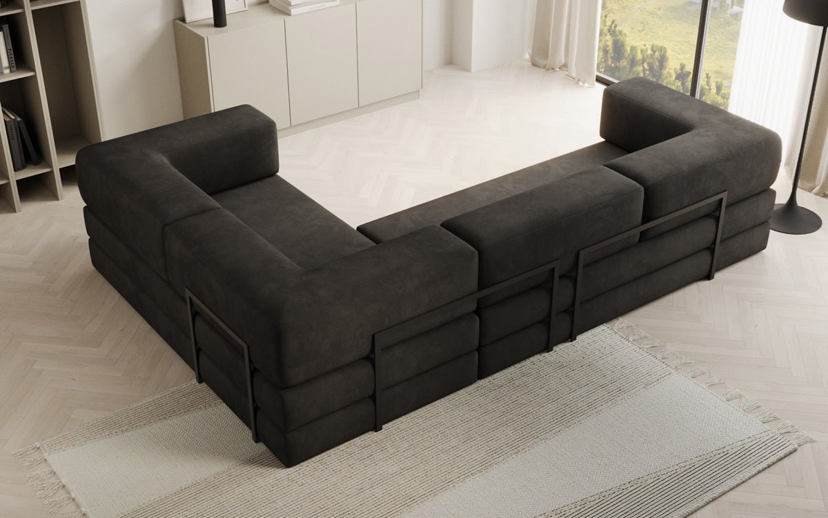 Designer Sofa Lazy L gesloten in Samt