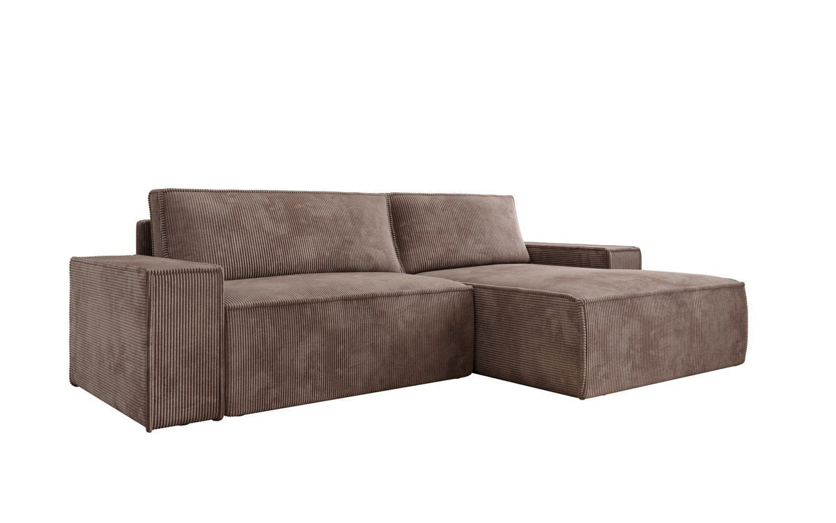 Canapé designer Corino en corduroy avec fonction couchage et rabattable