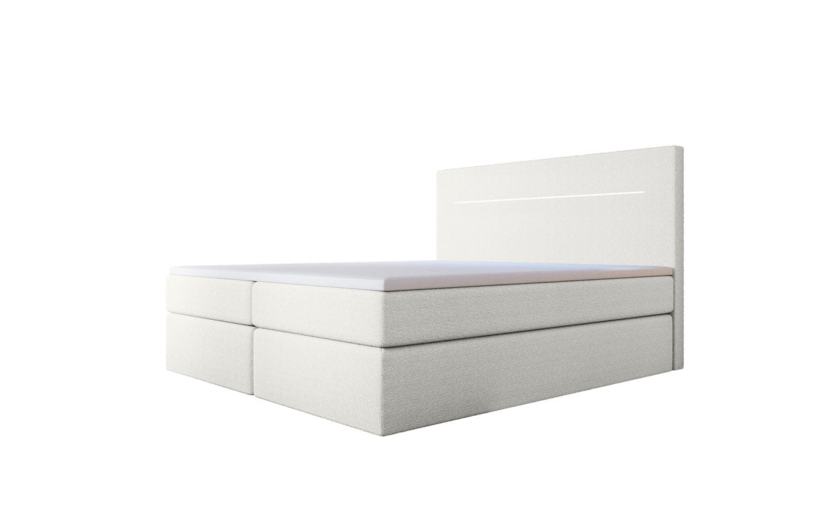 Lit à sommier tapissier Sejour Bouclé avec LED et espace de rangement