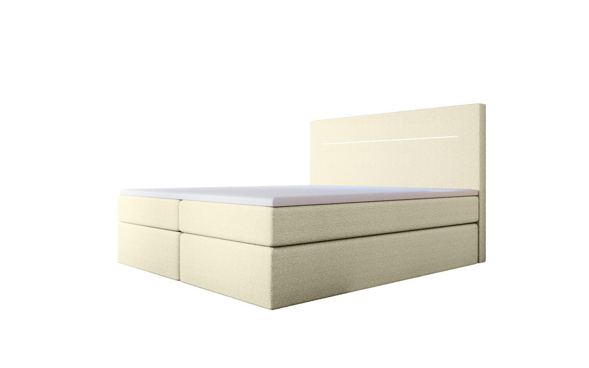 Lit à sommier tapissier Sejour Bouclé avec LED et espace de rangement