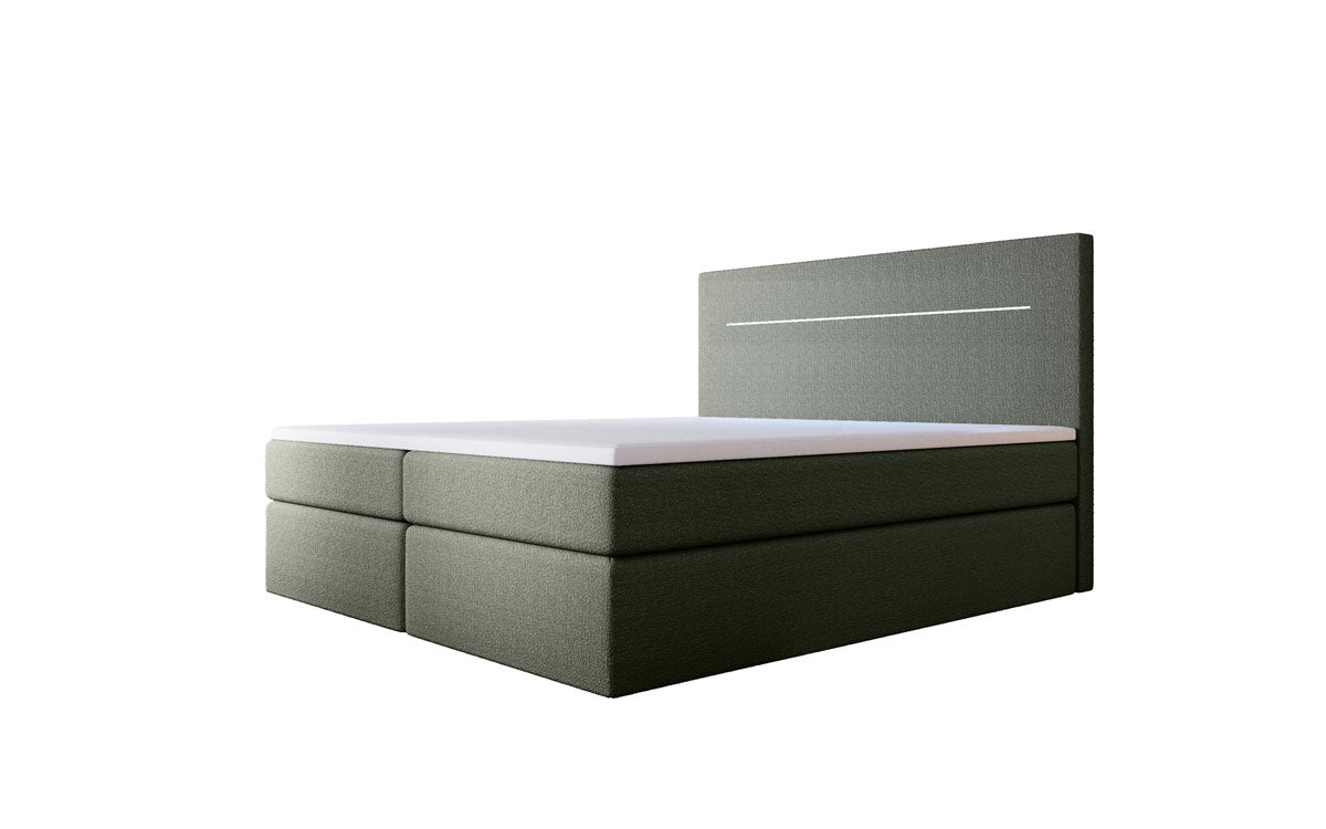 Lit à sommier tapissier Sejour Bouclé avec LED et espace de rangement