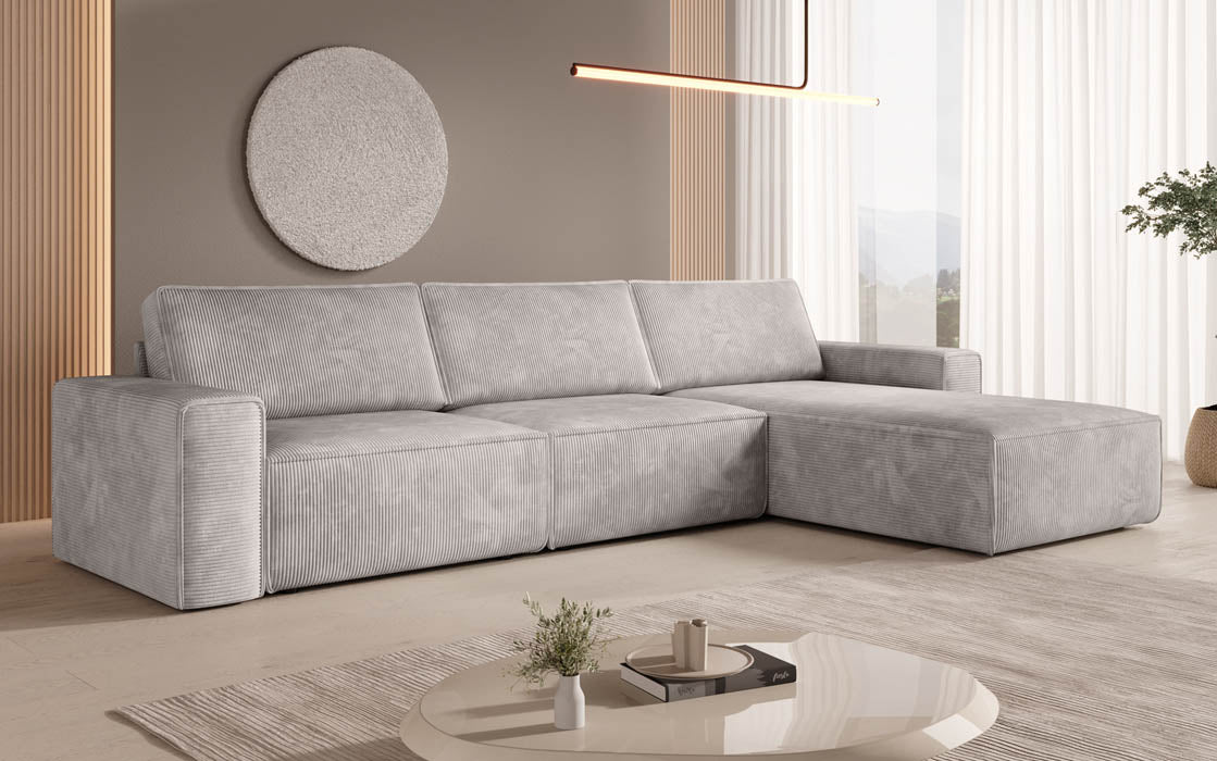 Canapé d'angle modulaire Yuma L en Côtelé