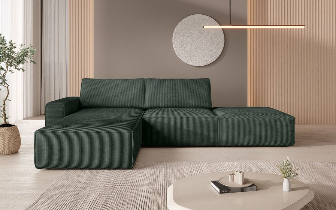 Modulaire hoekbank Yuma met bijzetpoef van cord