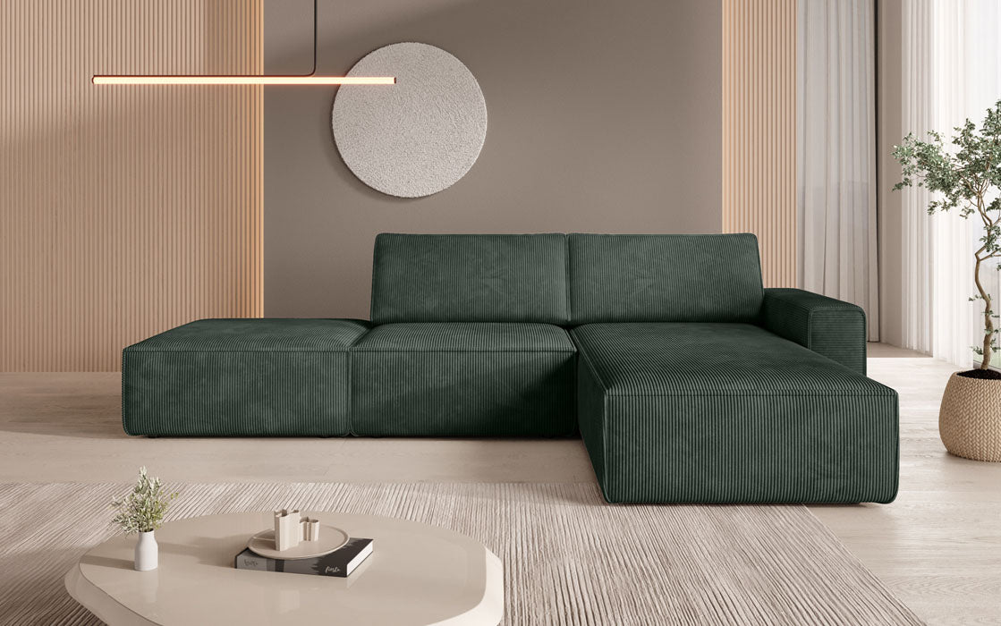 Modulaire hoekbank Yuma met bijzetpoef van cord