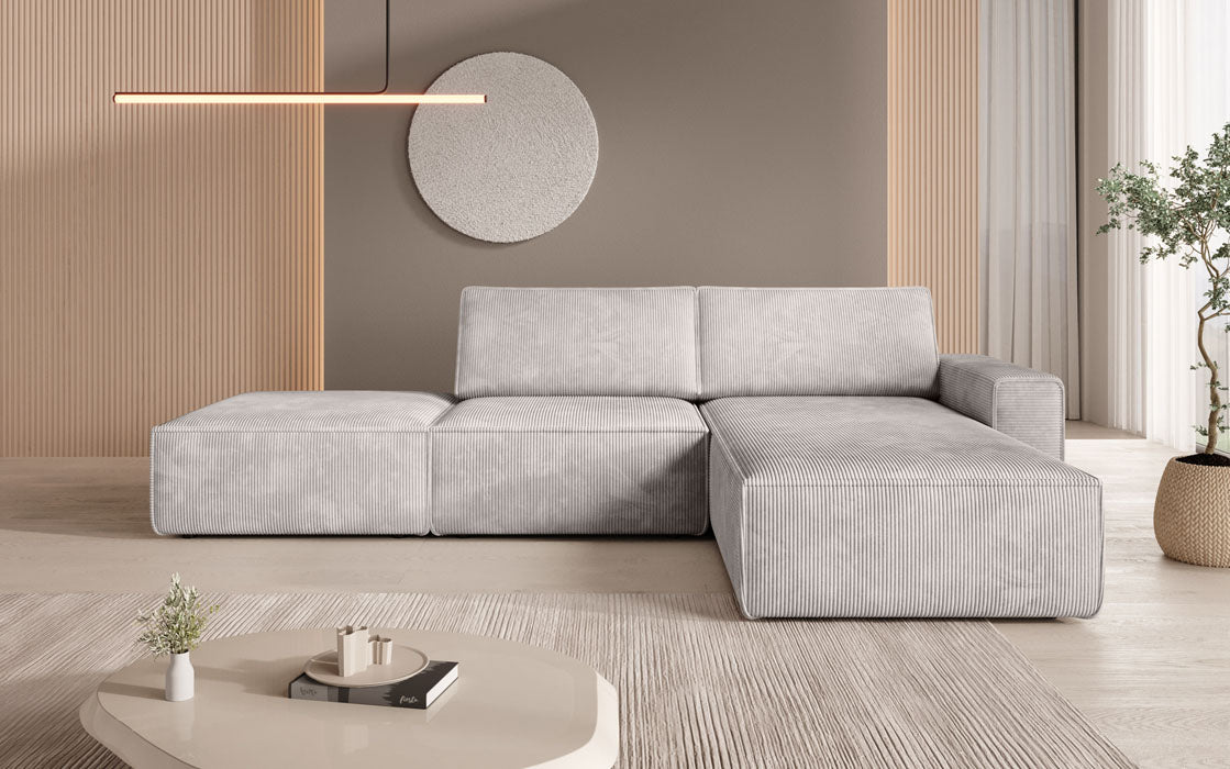 Modulaire hoekbank Yuma met bijzetpoef van cord