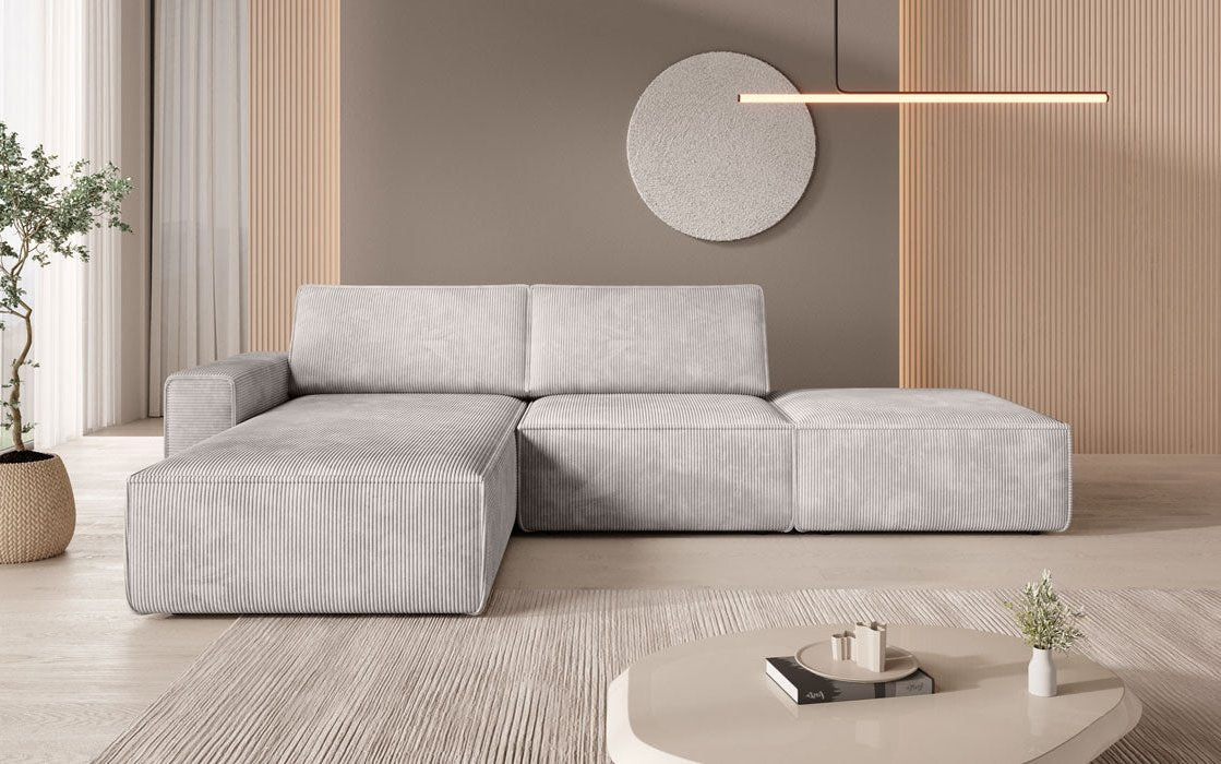 Modulaire hoekbank Yuma met bijzetpoef van cord