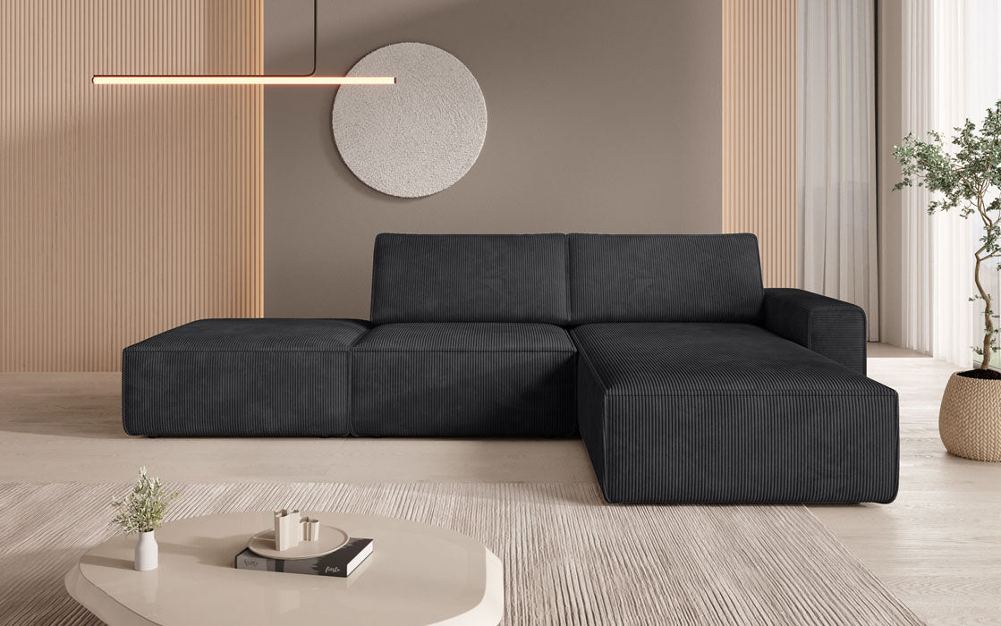 Modulaire hoekbank Yuma met bijzetpoef van cord