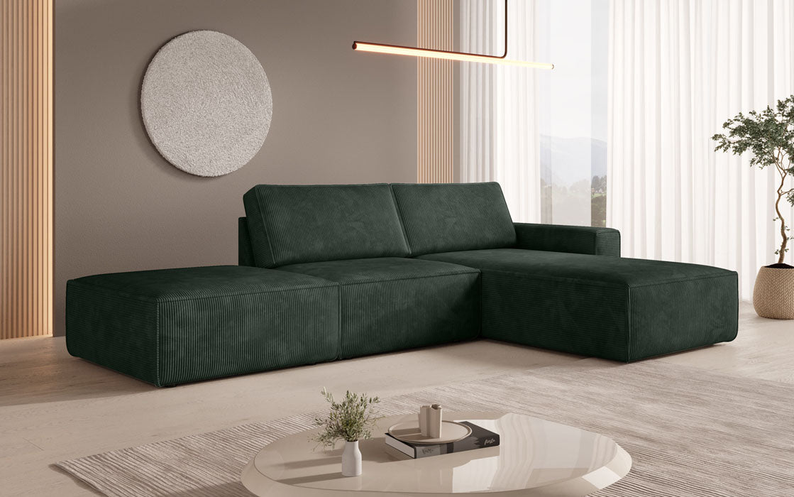 Modulaire hoekbank Yuma met bijzetpoef van cord