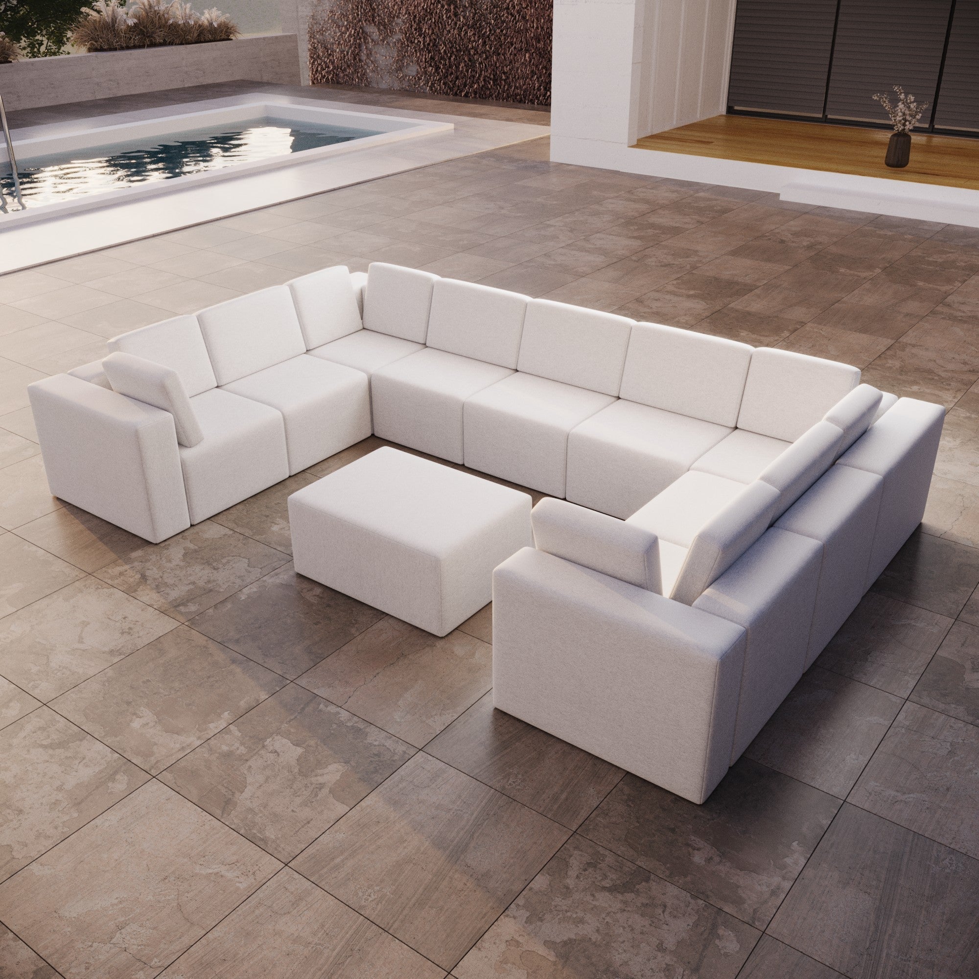 Housse pour canapé de jardin Eden U fermé avec repose-pieds