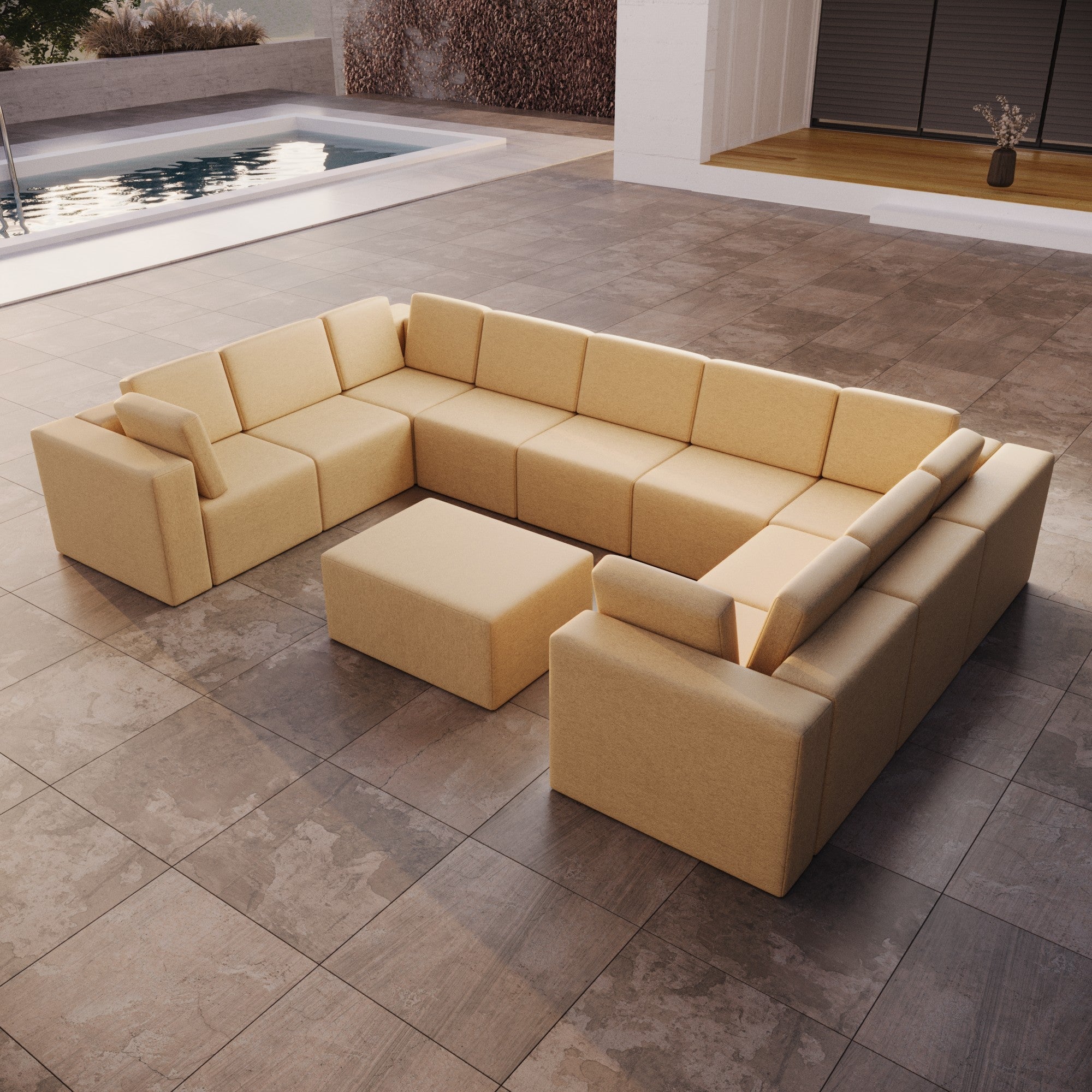 Housse pour canapé de jardin Eden U fermé avec repose-pieds