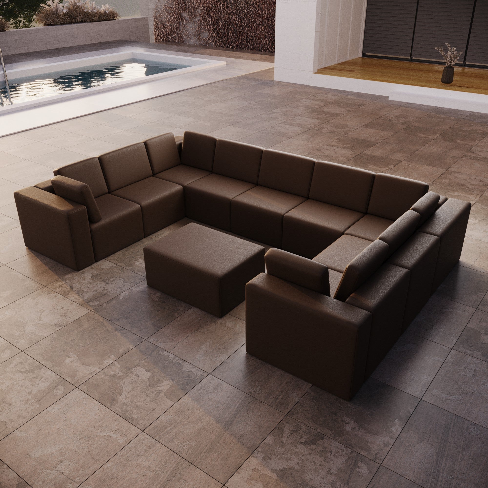 Housse pour canapé de jardin Eden U fermé avec repose-pieds