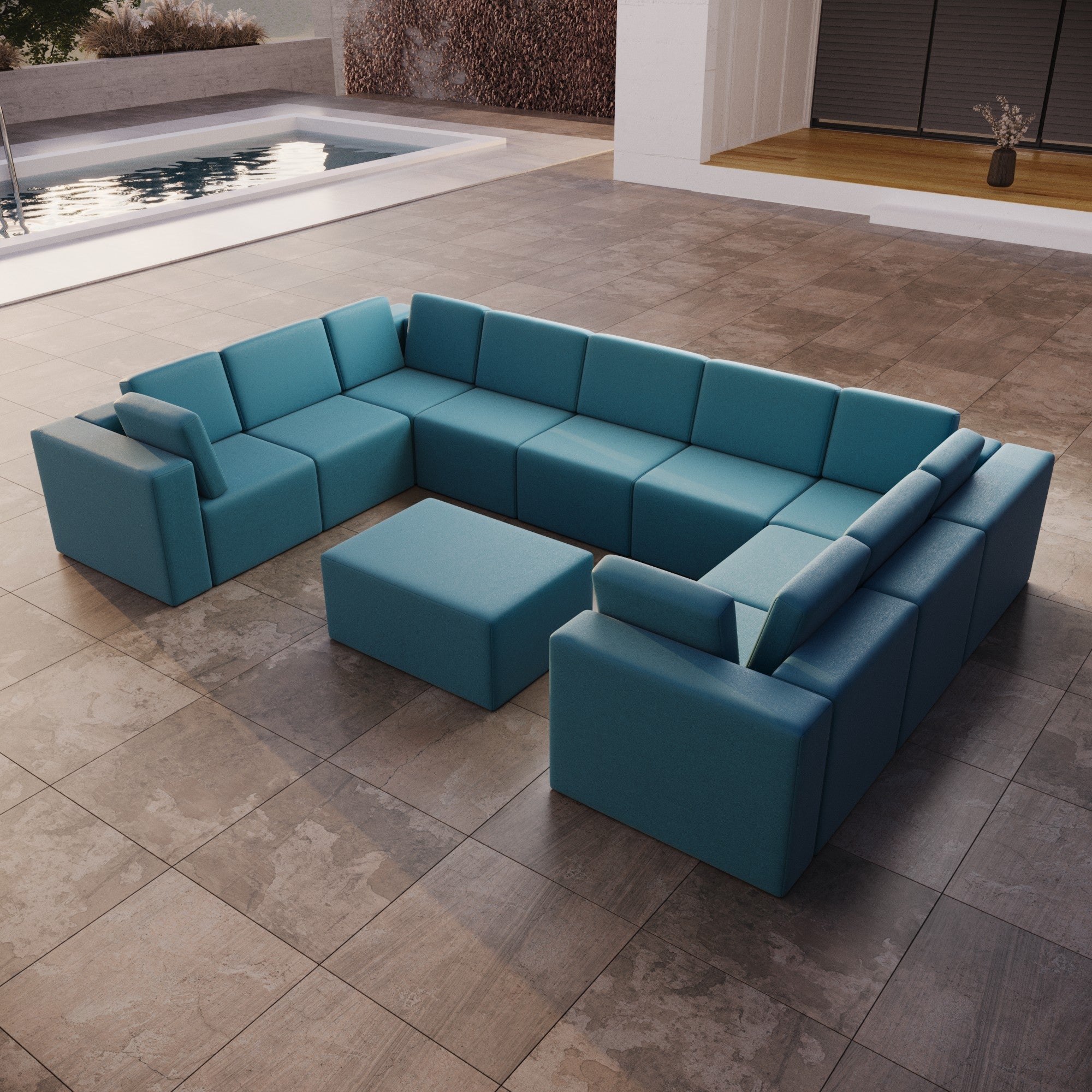 Housse pour canapé de jardin Eden U fermé avec repose-pieds
