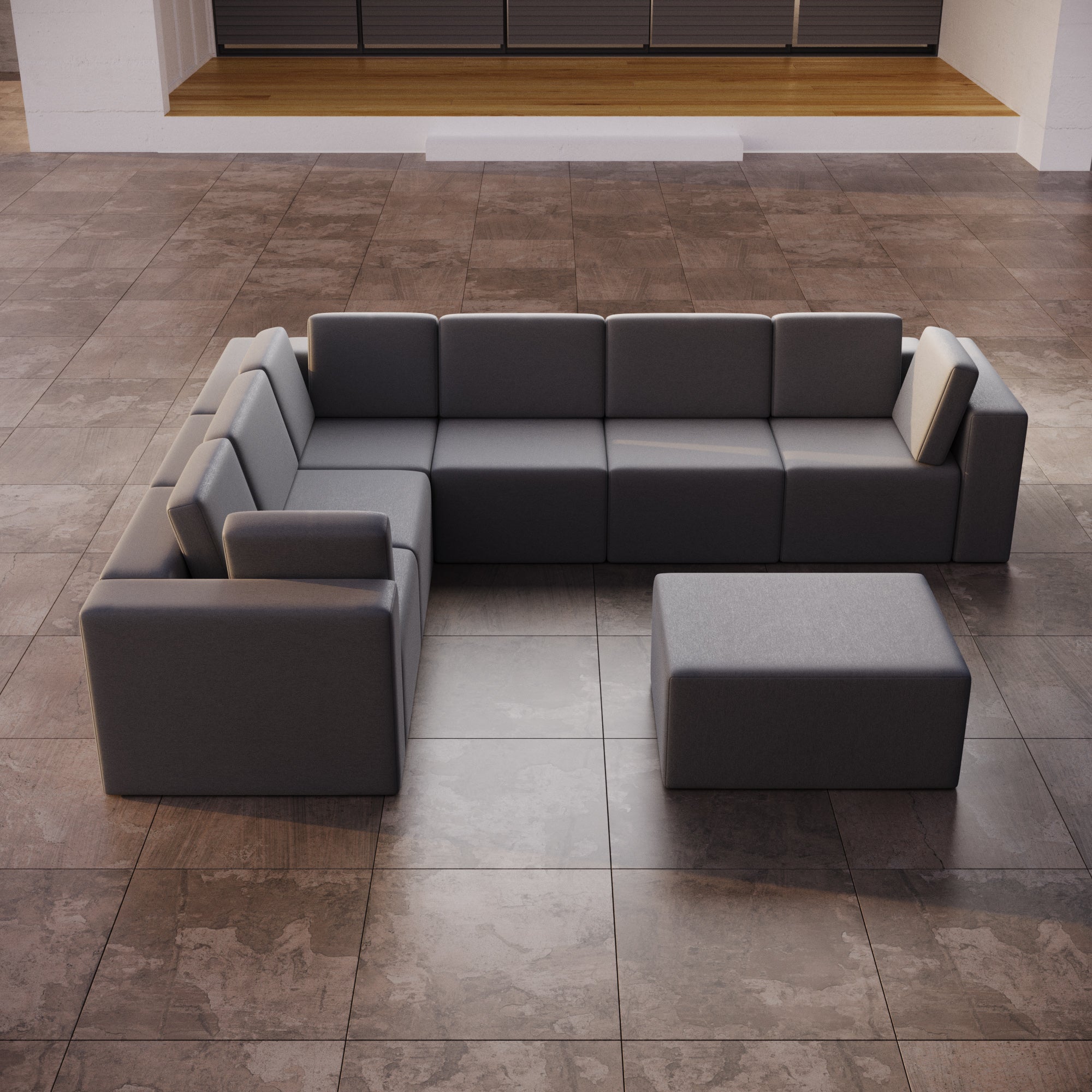 Canapé de jardin modulable Eden L Maxi avec tabouret d'appoint