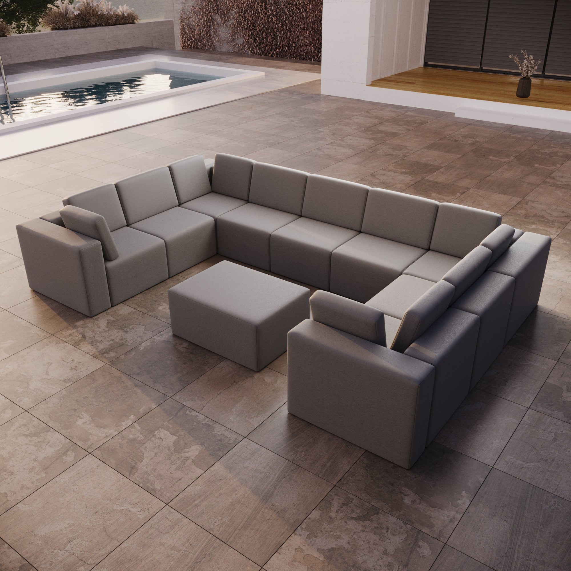Housse pour canapé de jardin Eden U fermé avec repose-pieds