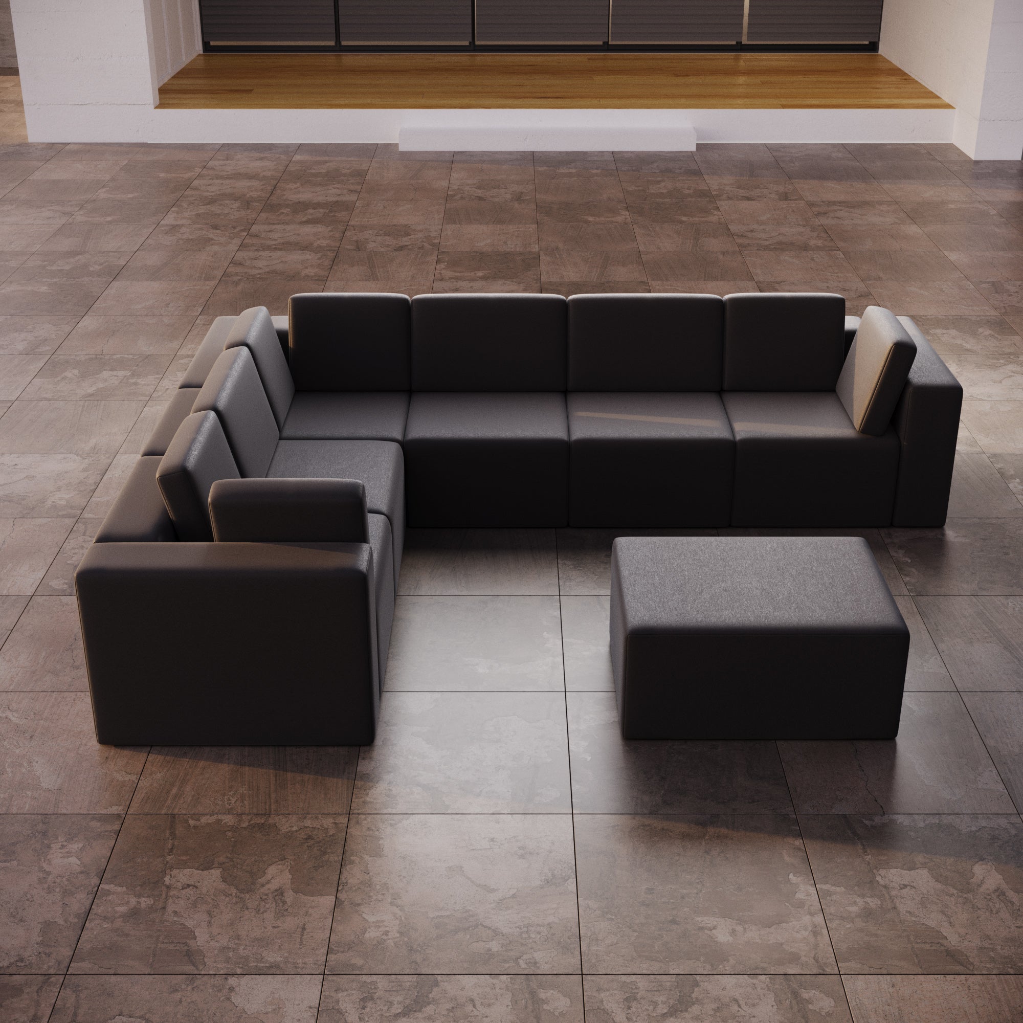 Canapé de jardin modulable Eden L Maxi avec tabouret d'appoint