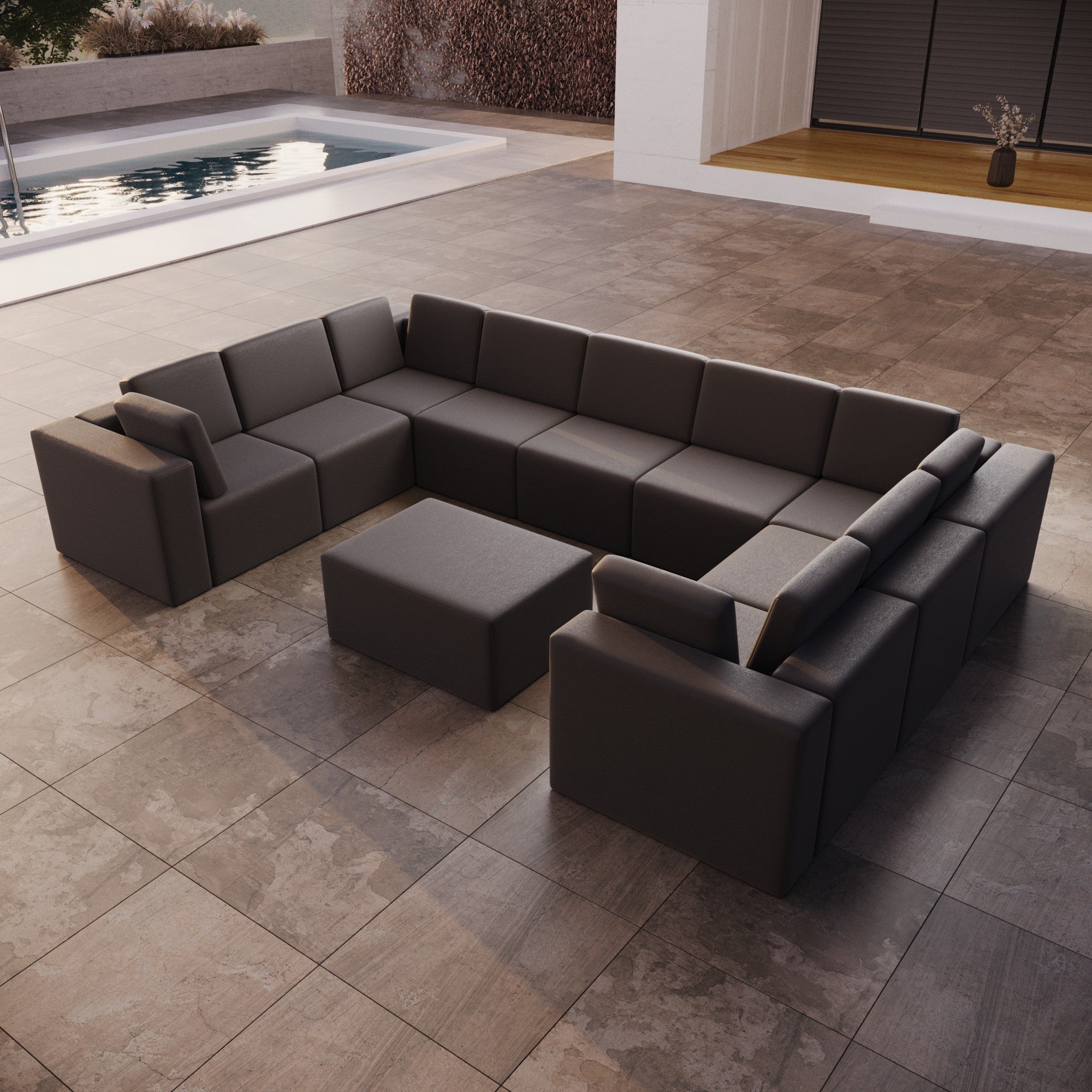 Housse pour canapé de jardin Eden U fermé avec repose-pieds