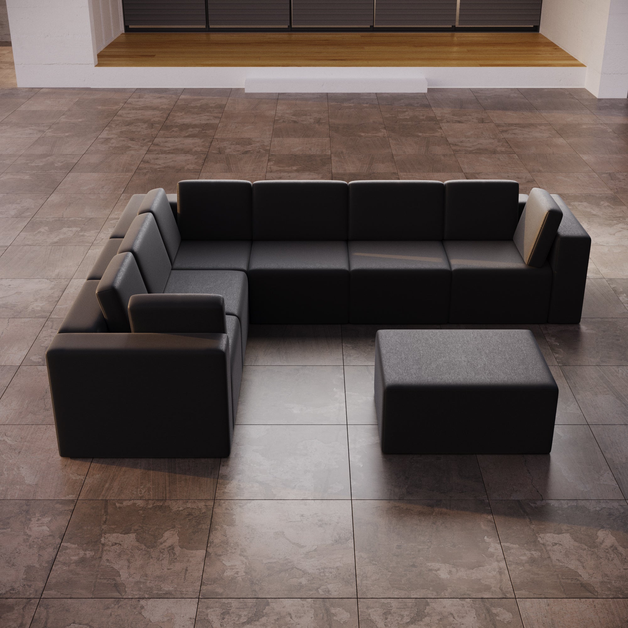 Canapé de jardin modulable Eden L Maxi avec tabouret d'appoint