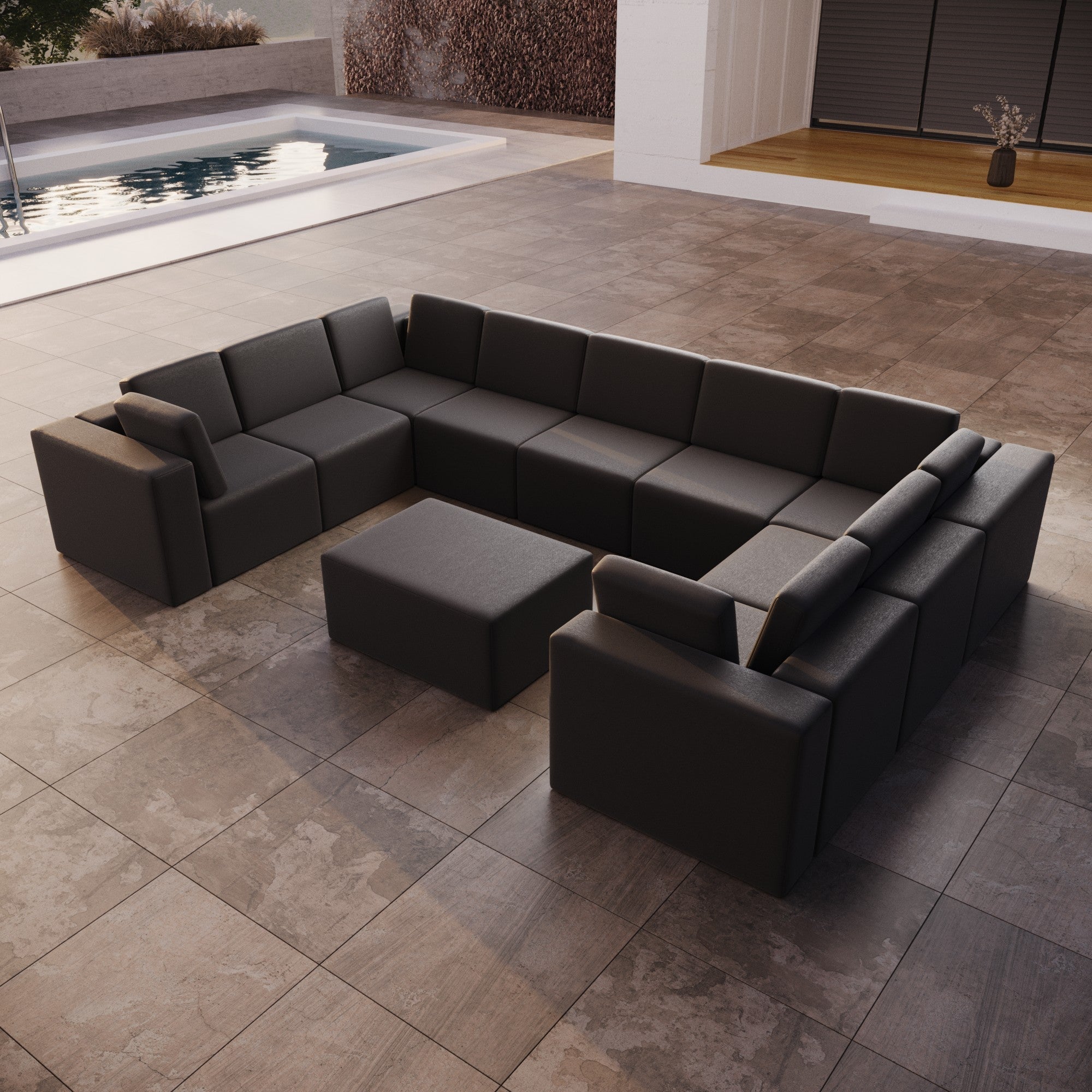 Housse pour canapé de jardin Eden U fermé avec repose-pieds