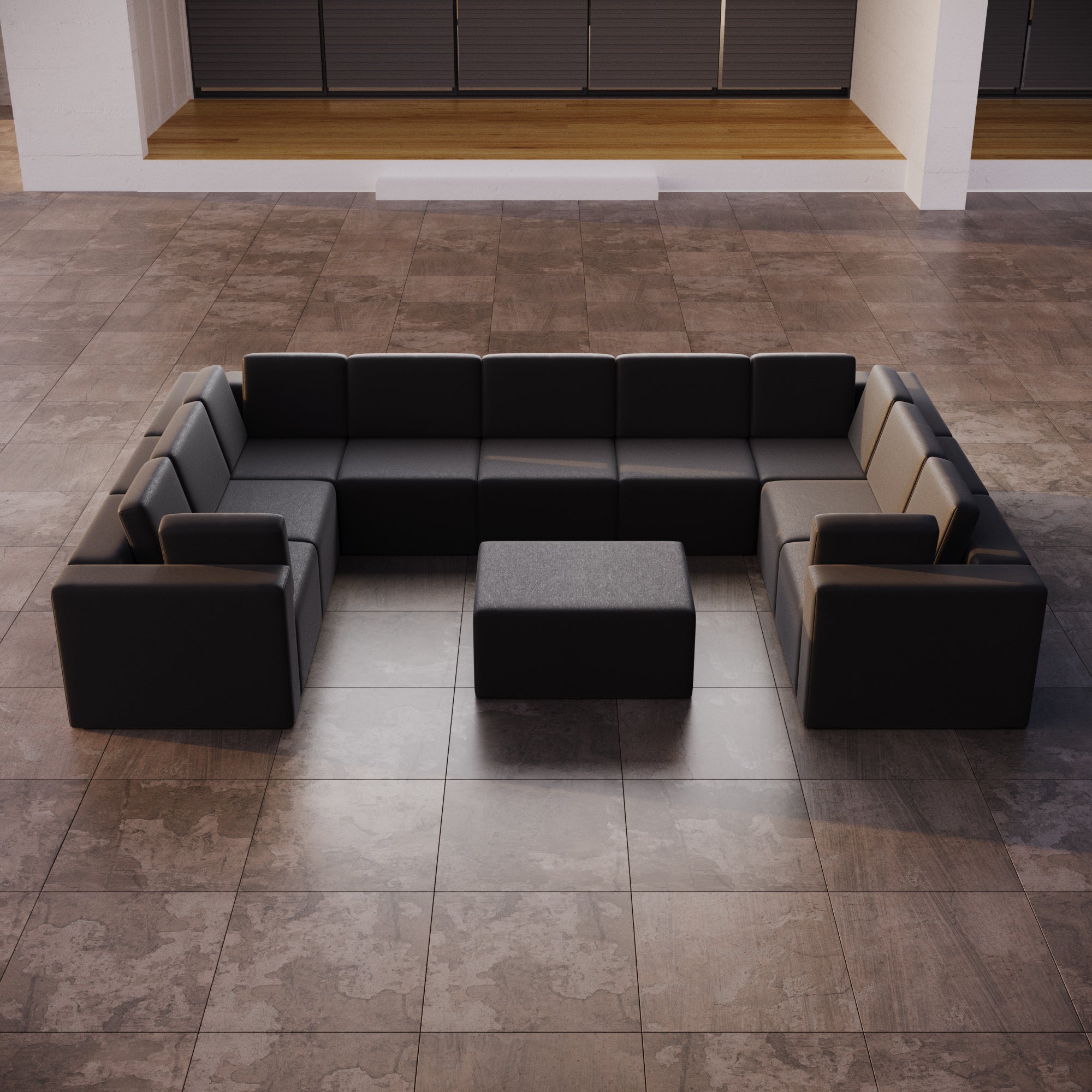 Modulares Gartensofa Eden U closed mit Beistellhocker