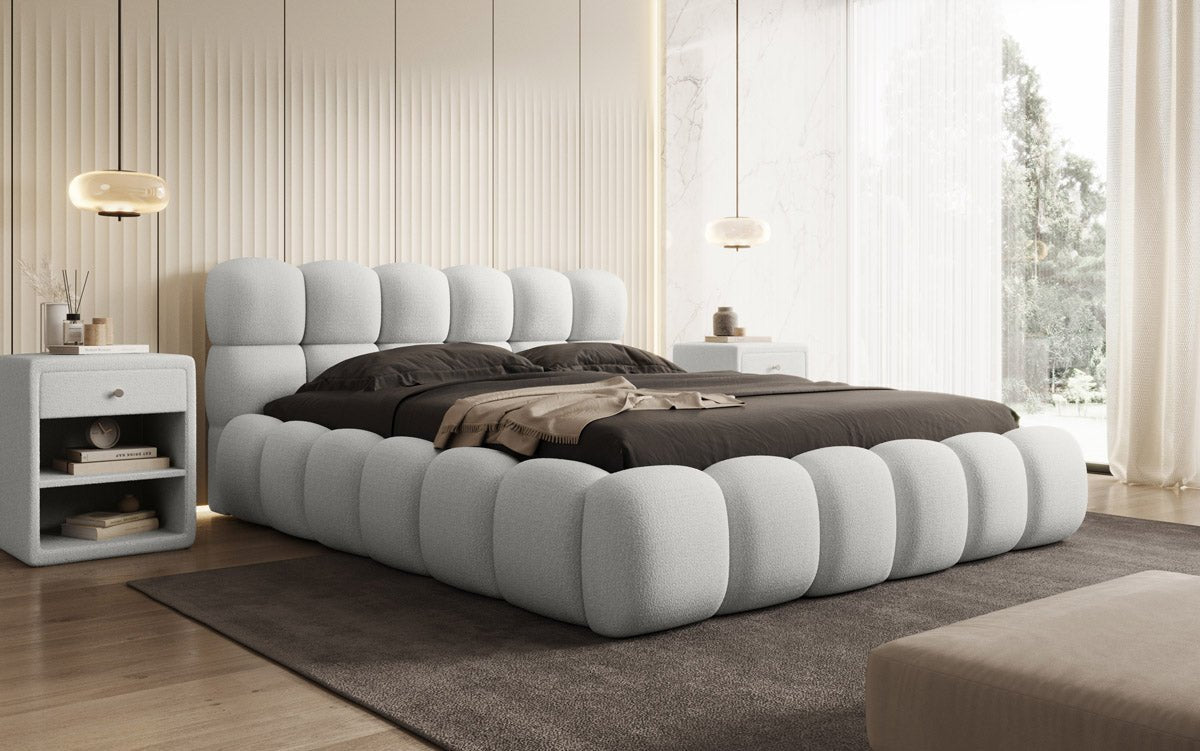Designer Polsterbett Boston Bouclé mit Stauraum