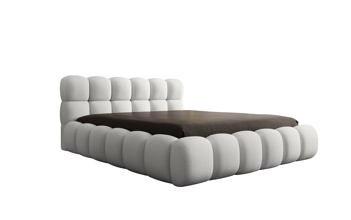 Designer gestoffeerd bed Boston Bouclé met opbergruimte inclusief montage